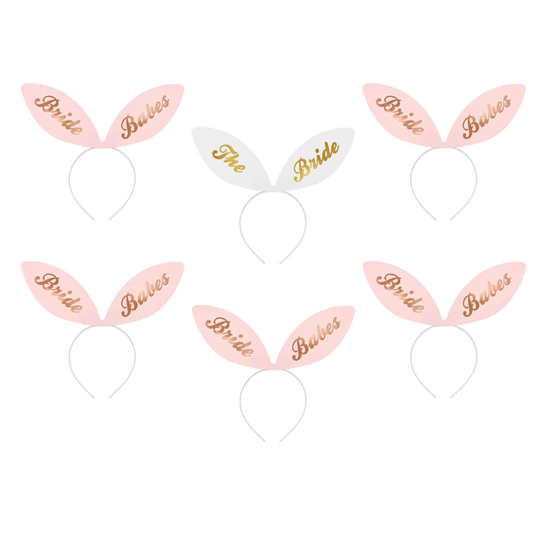6er Set Bunny-Haarreifen „The Bride & Bride Babes“