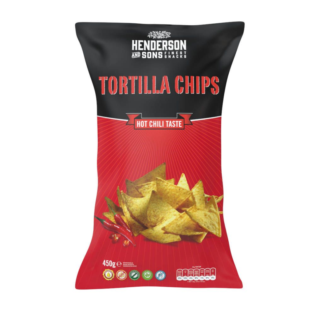 HENDERSON & SONS Hot Chili Taste Tortilla Chips XL Packung