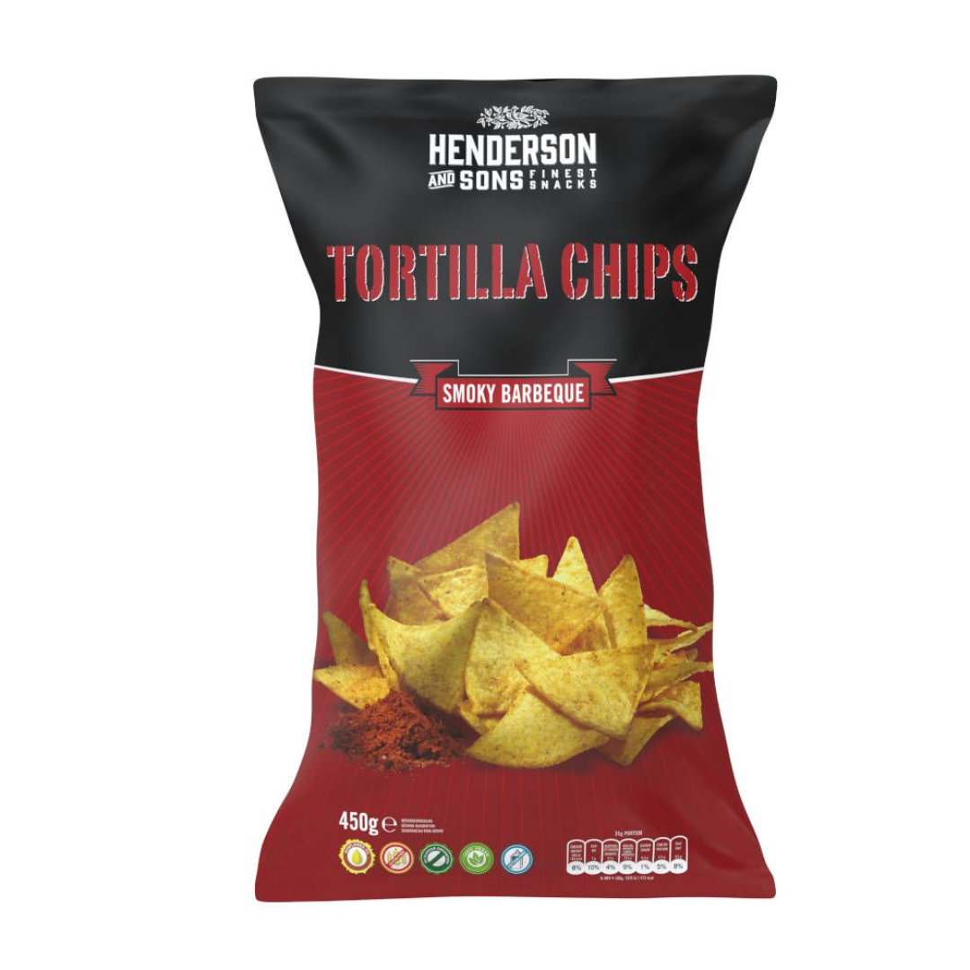 HENDERSON & SONS Smoky Barbeque Tortilla Chips XL Packung