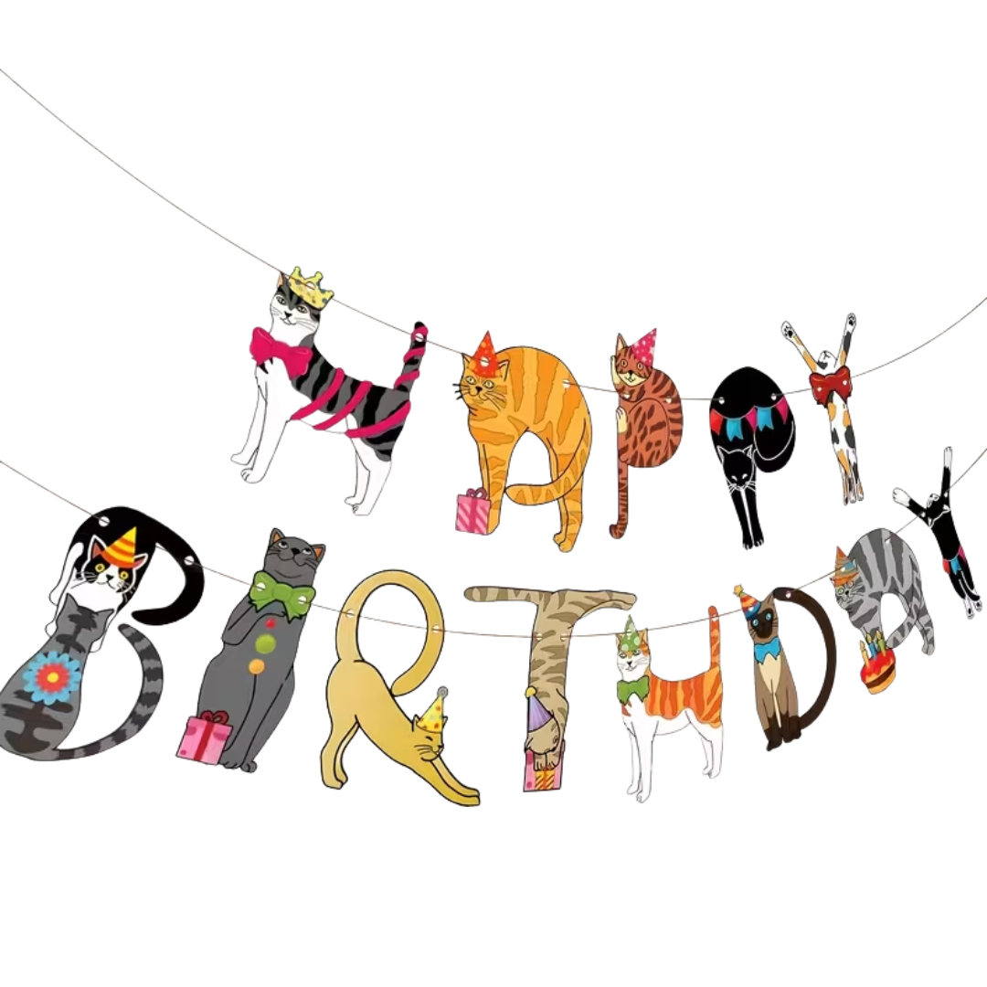 Happy Birthday Girlande Cat Party