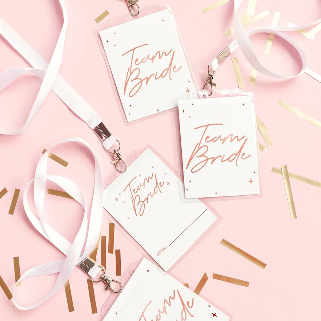 JGA Ausweis Team Bride mit Band, 4er Set