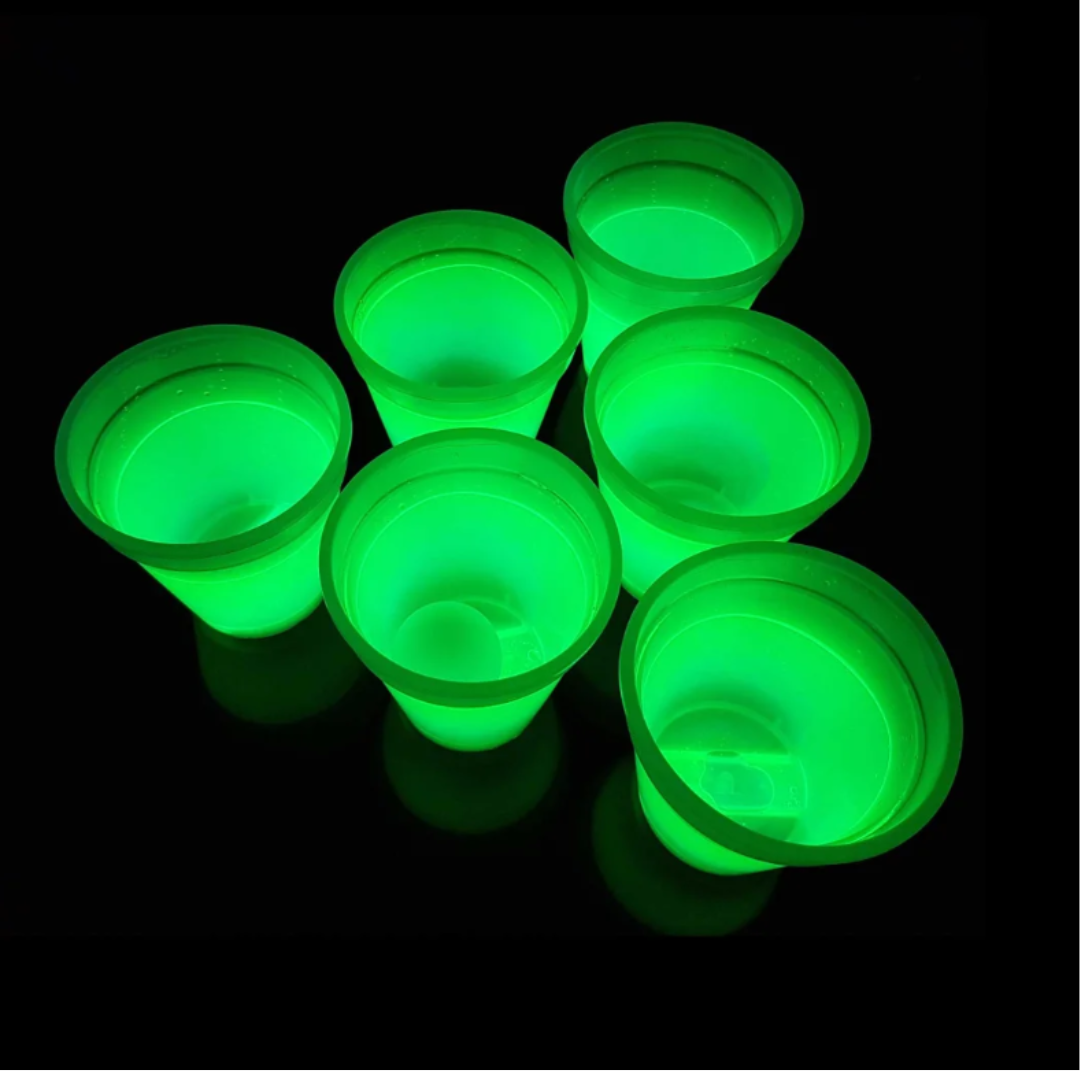 Leuchtendes Beer Pong Set, blau/grün - 14 teilig