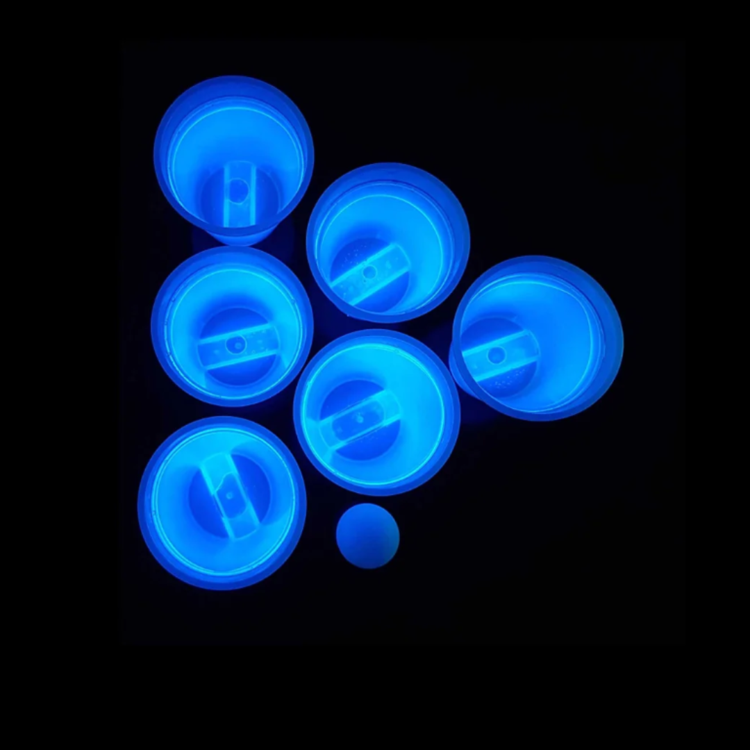 Leuchtendes Beer Pong Set, blau/grün - 14 teilig