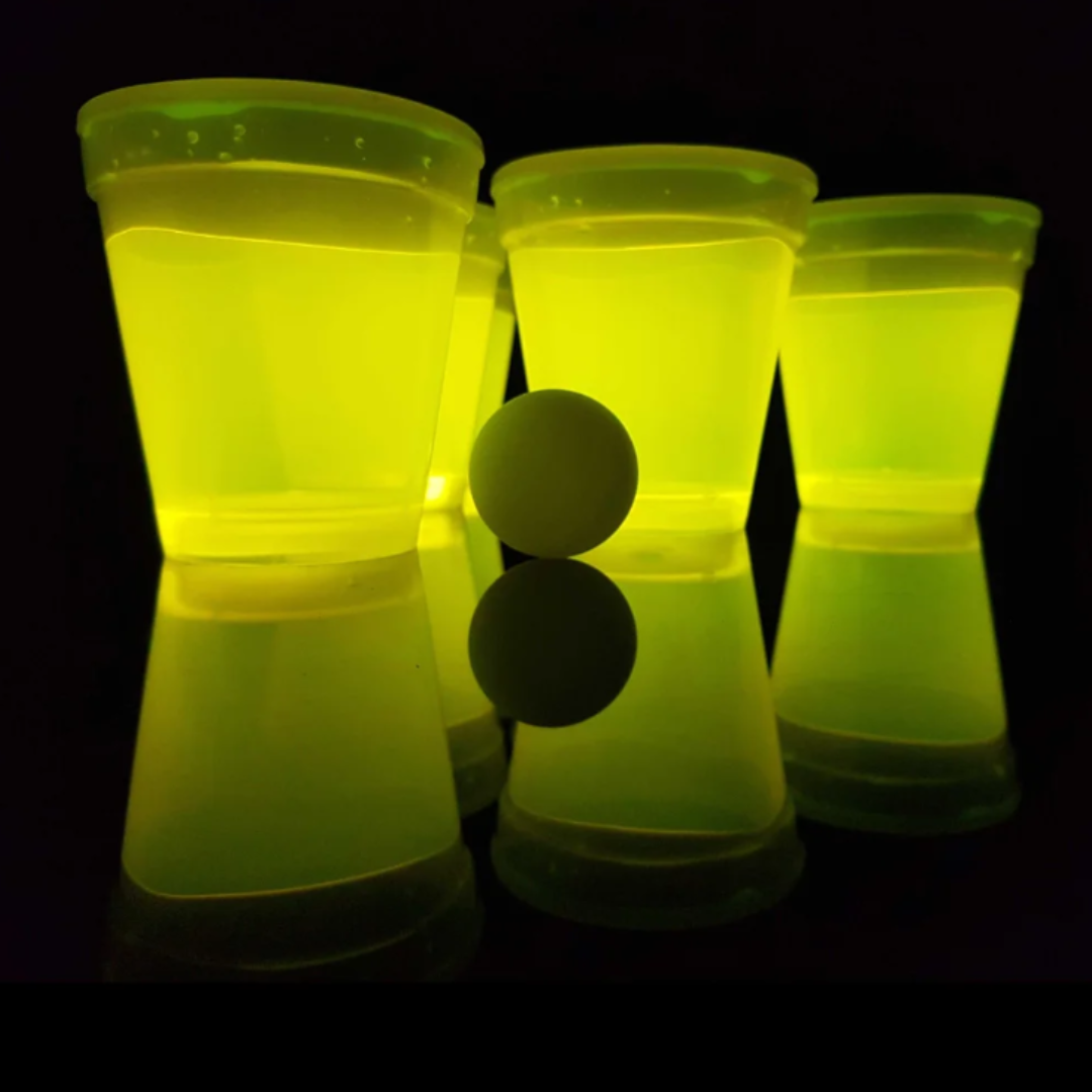 Leuchtendes Beer Pong Set, rot/gelb - 14 teilig