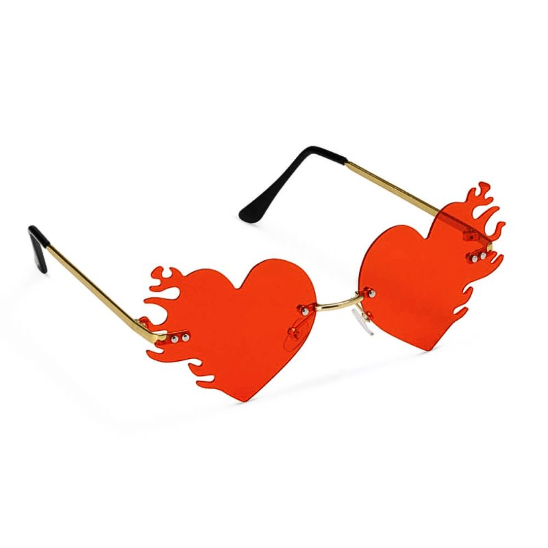 Sonnenbrille Herzform mit Flammen