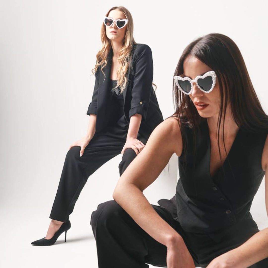 Sonnenbrille Herzform mit Perlen
