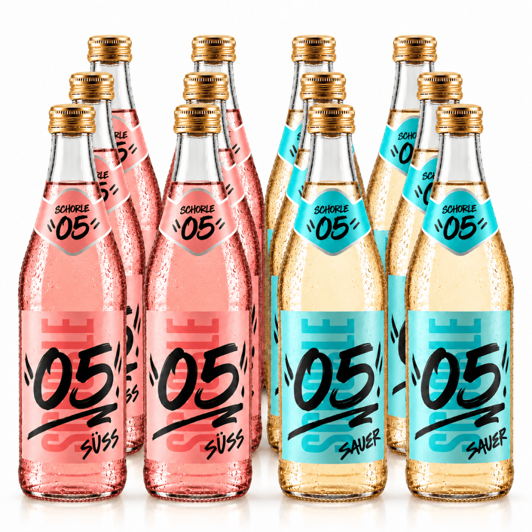 05 Schorle Mix Pack – 12 Flaschen (6 × Sauer, 6 × Süß) 0,5 l - TwentyFourParty