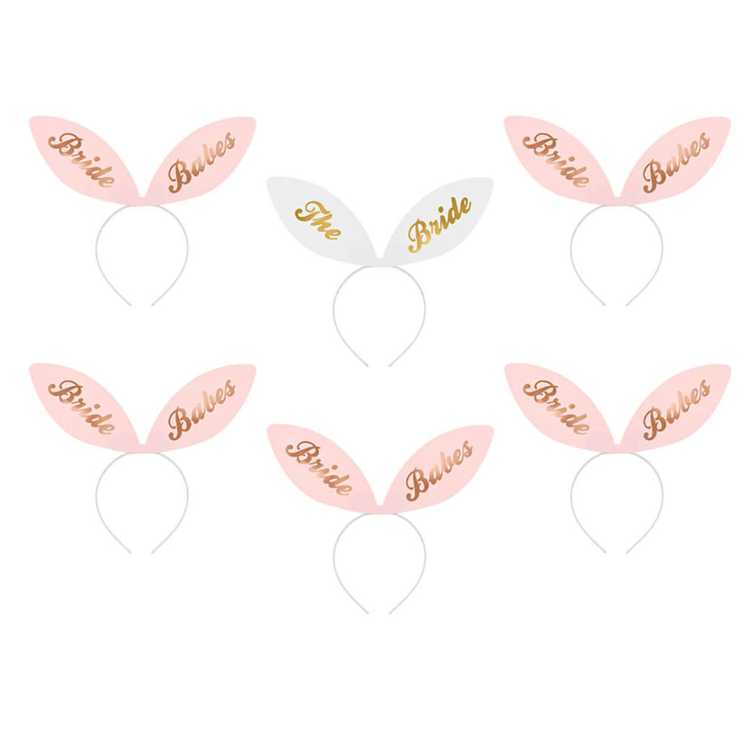 6er Set Bunny - Haarreifen „The Bride & Bride Babes“ - TwentyFourParty