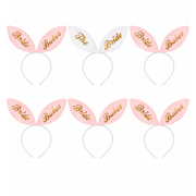 6er Set Bunny-Haarreifen The Bride & Bride Babes Rosa - TwentyFourParty