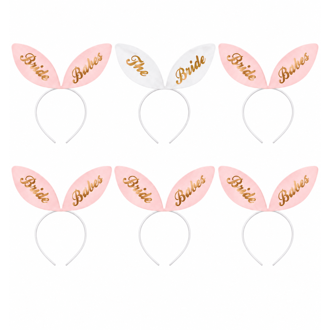 6er Set Bunny-Haarreifen The Bride & Bride Babes Rosa - TwentyFourParty