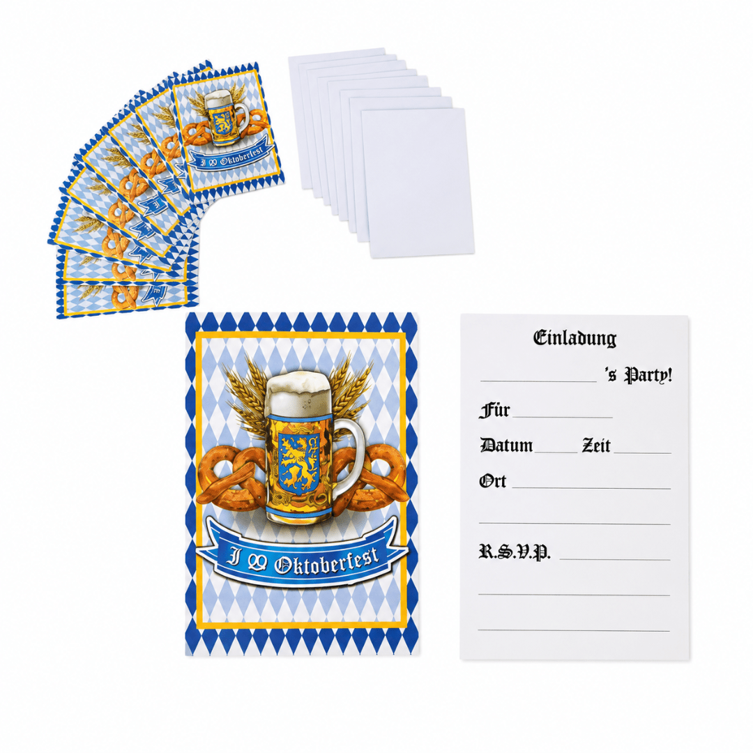 8 Einladungskarten Bierfest – Oktoberfest Party - TwentyFourParty