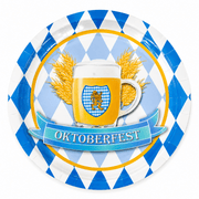 8 Teller Bierfest 23 cm – Blau Weiß mit Bierkrug - TwentyFourParty