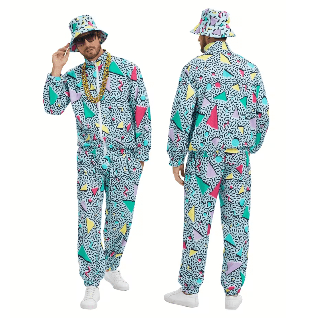 80er & 90er Jogginganzug Weiß Unisex – 3er Set Retro Style - TwentyFourParty