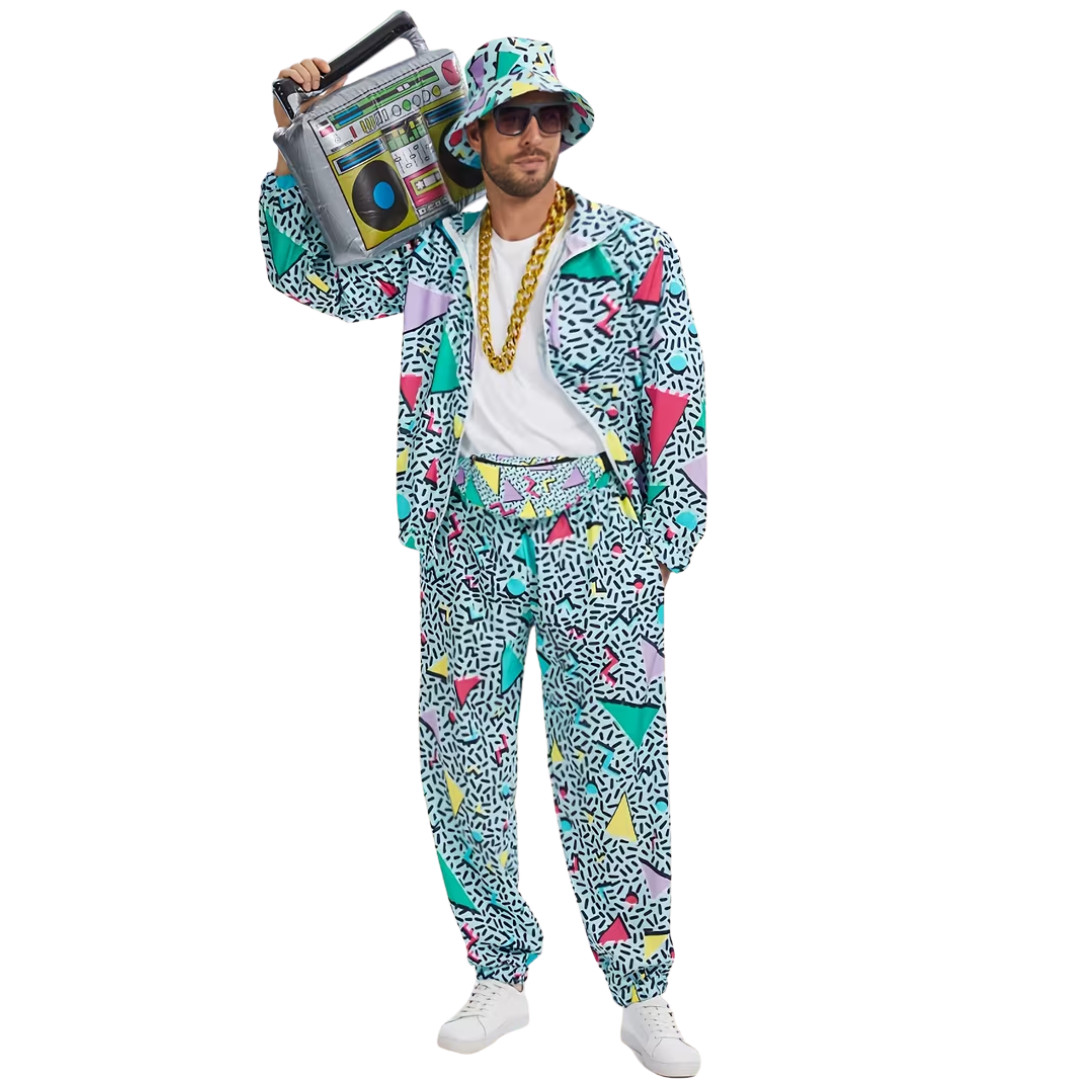 80er & 90er Jogginganzug Weiß Unisex – 3er Set Retro Style - TwentyFourParty