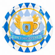 8 Teller Bierfest 23 cm – Blau Weiß mit Bierkrug