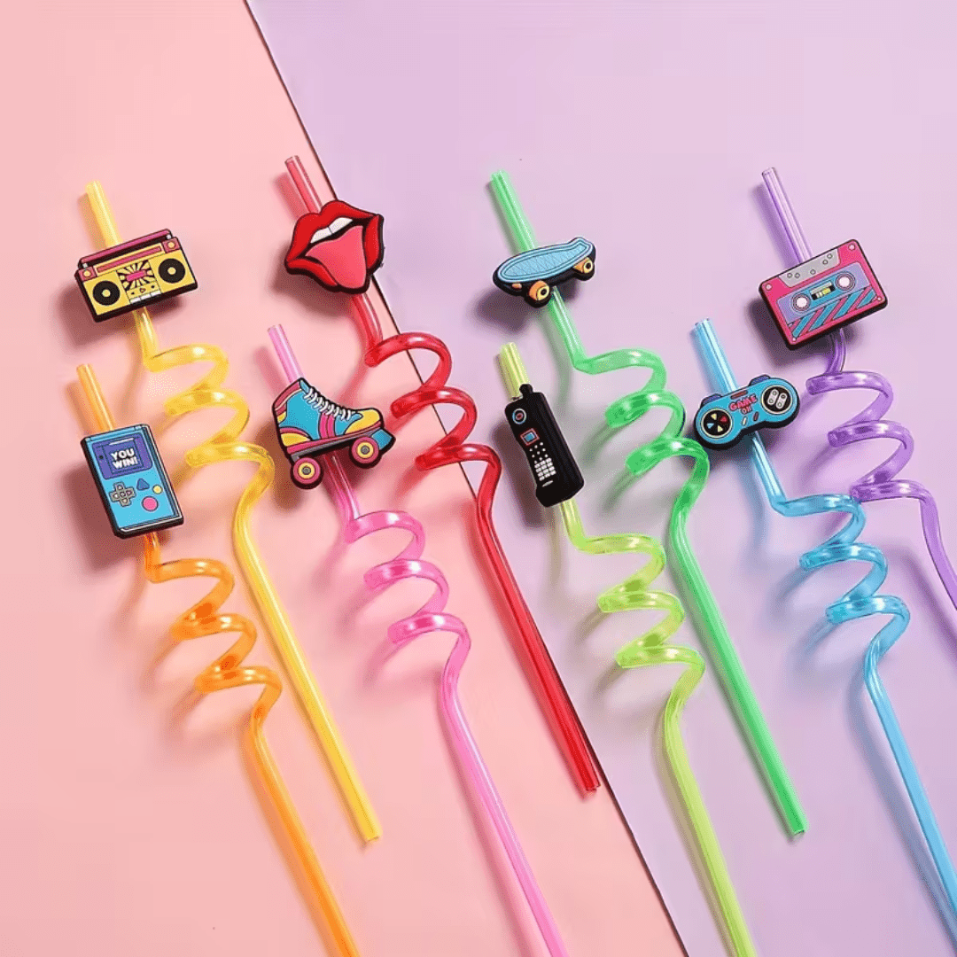 8er - Set Retro 90er Strohhalme - TwentyFourParty