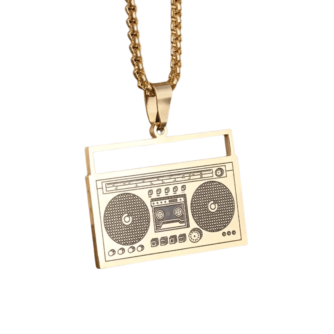 90er Jahre Ghettoblaster Halskette Gold - TwentyFourParty