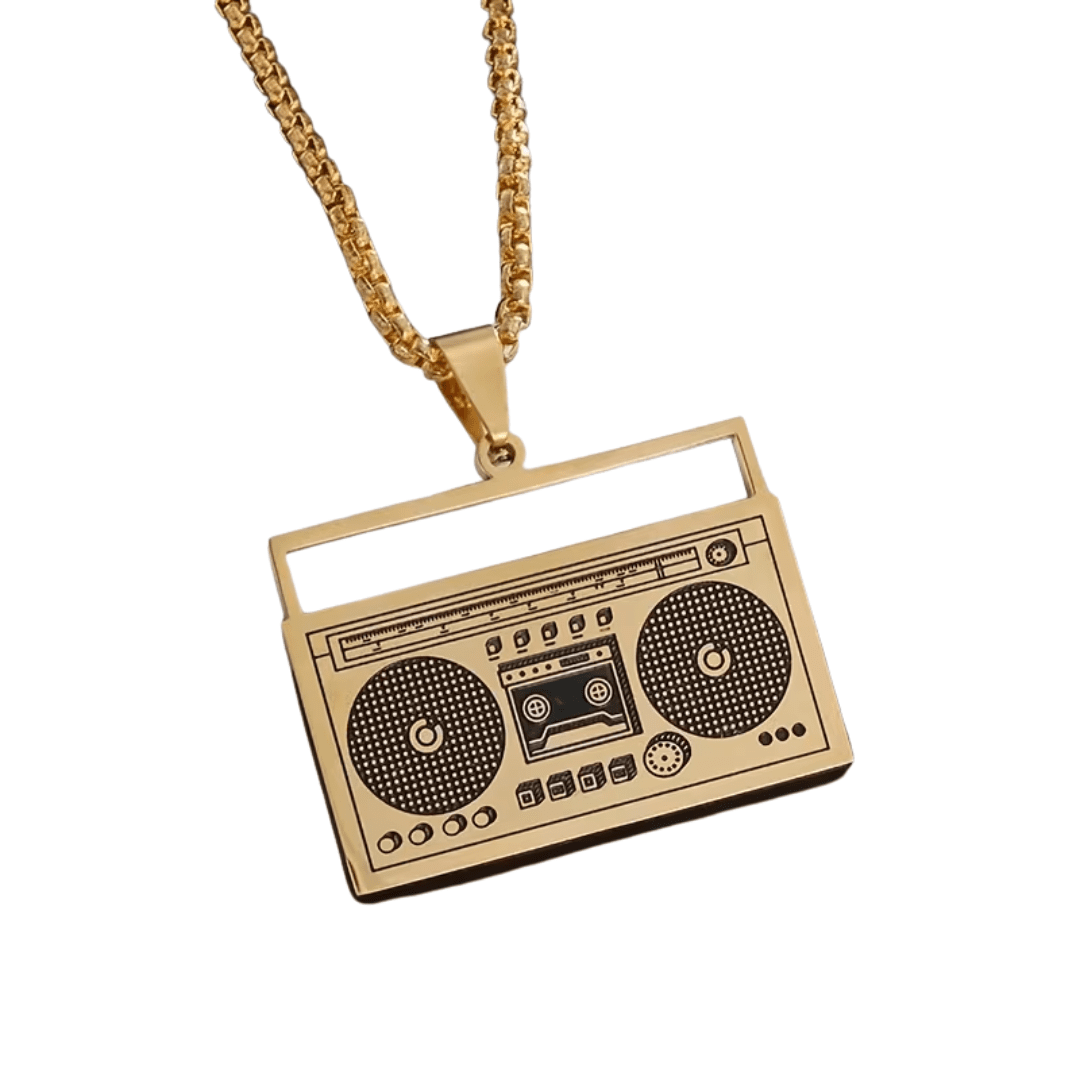 90er Jahre Ghettoblaster Halskette Gold - TwentyFourParty