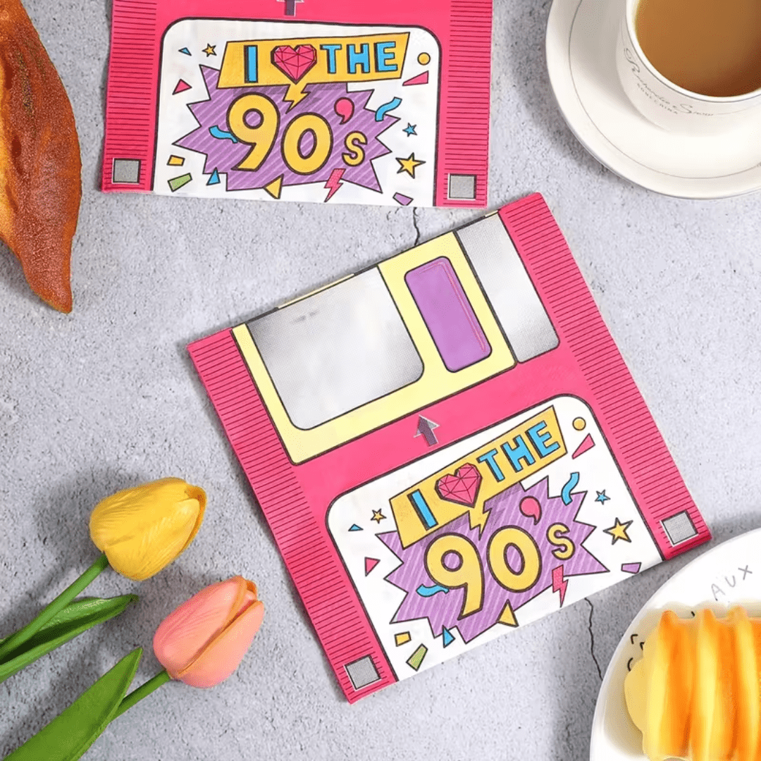 90er Retro Servietten Diskette - TwentyFourParty