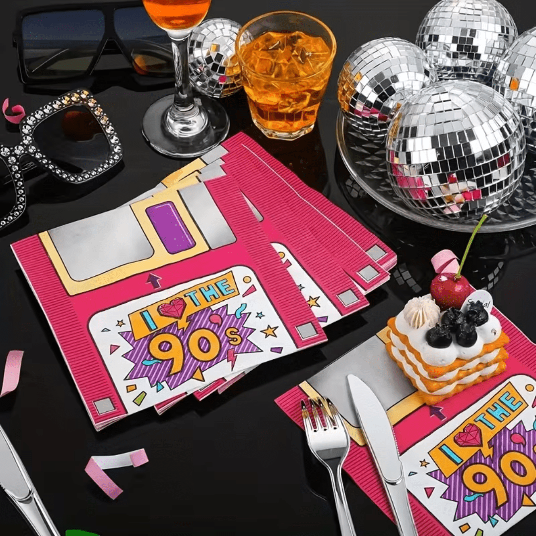 90er Retro Servietten Diskette - TwentyFourParty