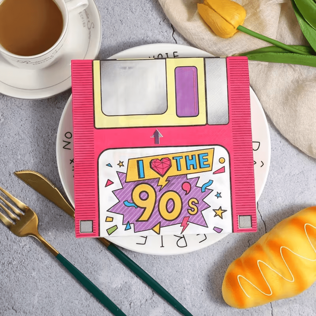 90er Retro Servietten Diskette - TwentyFourParty