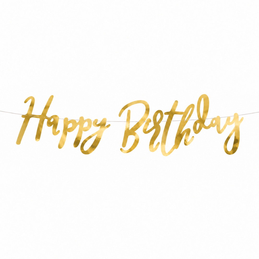 Banner Happy Birthday Gold 16,5 x 62 cm
