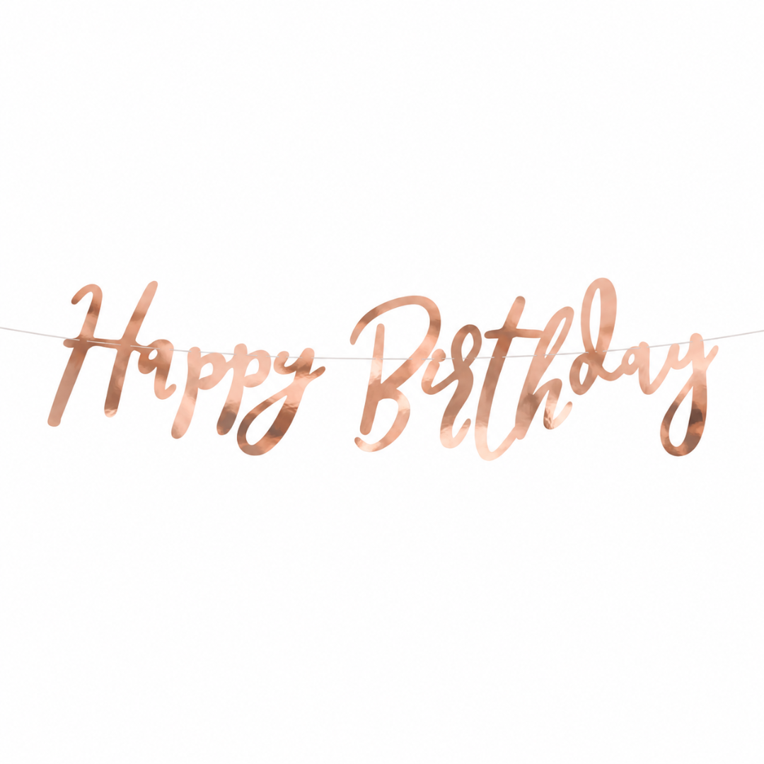 Banner Happy Birthday Roségold 16,5 x 62 cm