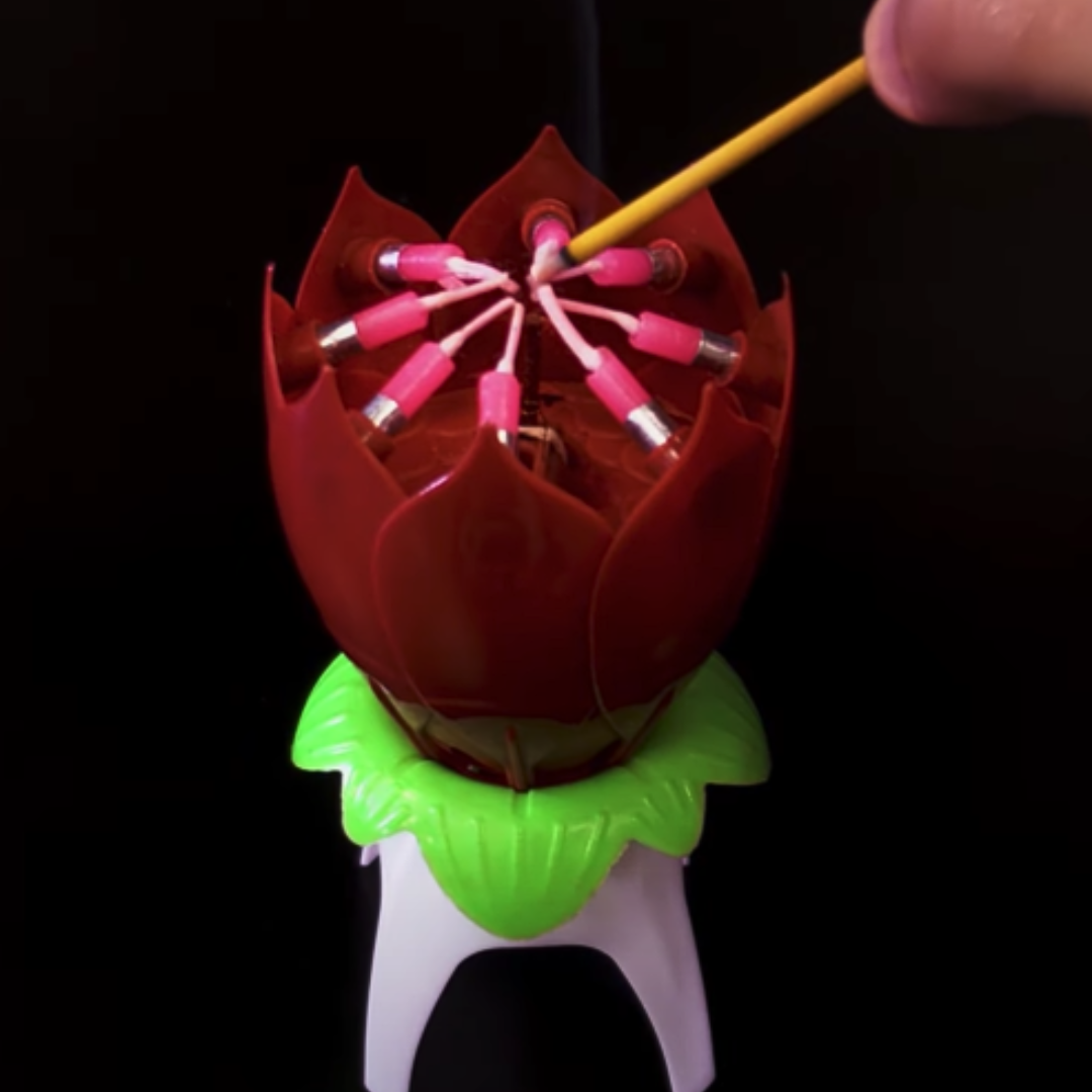 Blumenkerze mit Musik & Feuerwerk