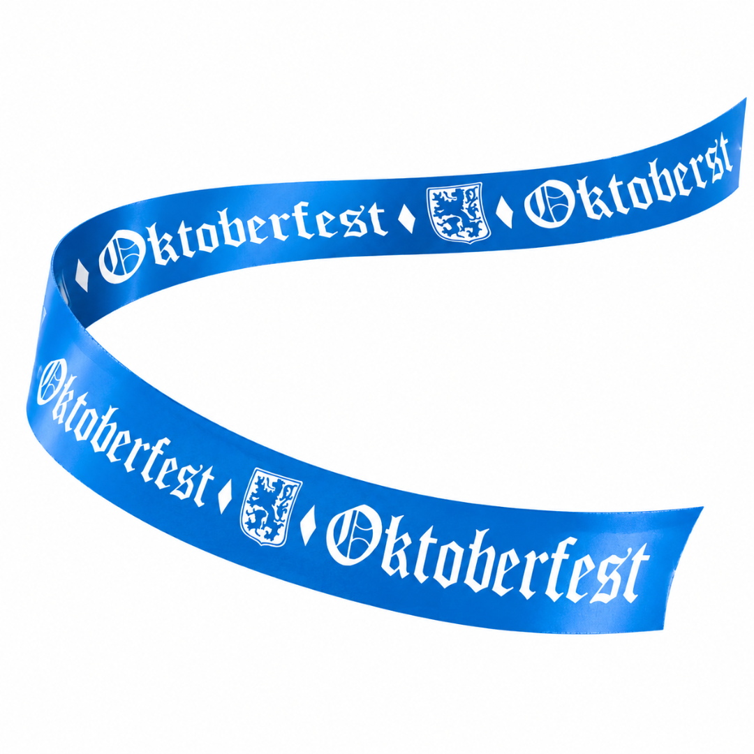 Deko Absperrband Oktoberfest 5 m – Blau Weiß