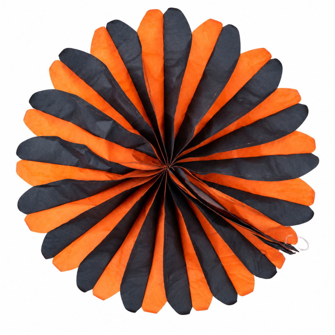 Dekofächer Schwarz Orange 48 cm