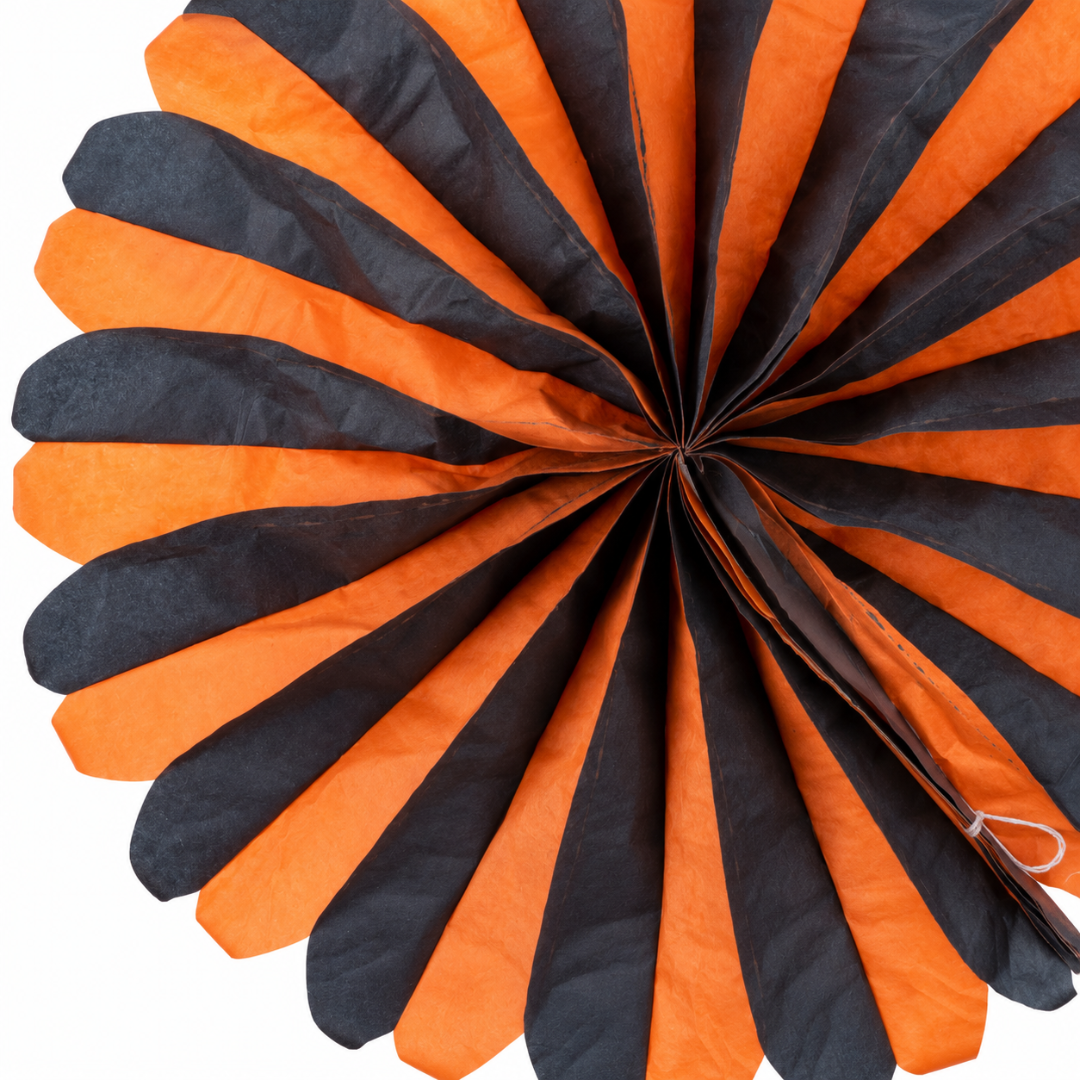 Dekofächer Schwarz Orange 48 cm