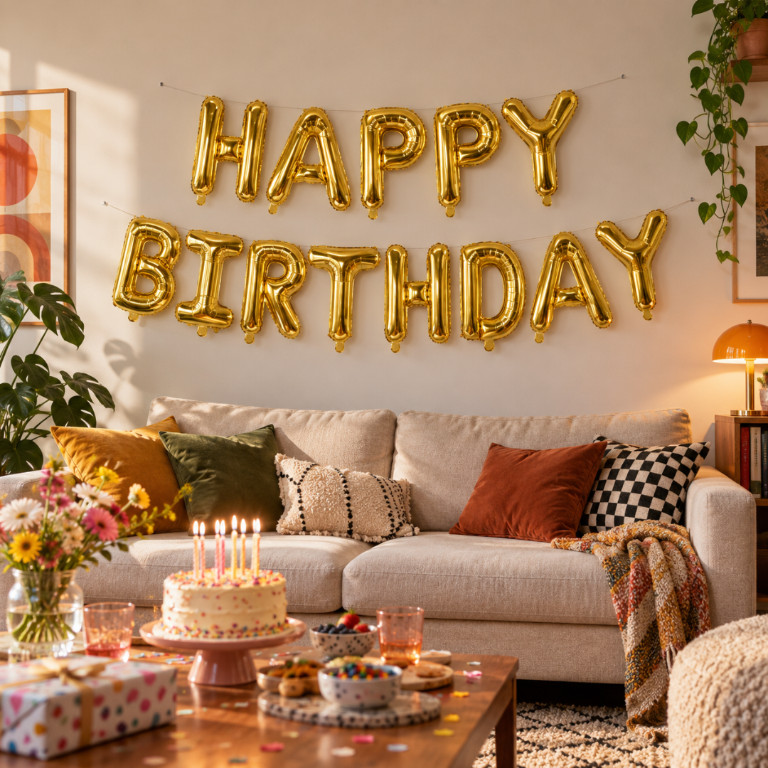 Folienballon Happy Birthday Gold 340 cm
