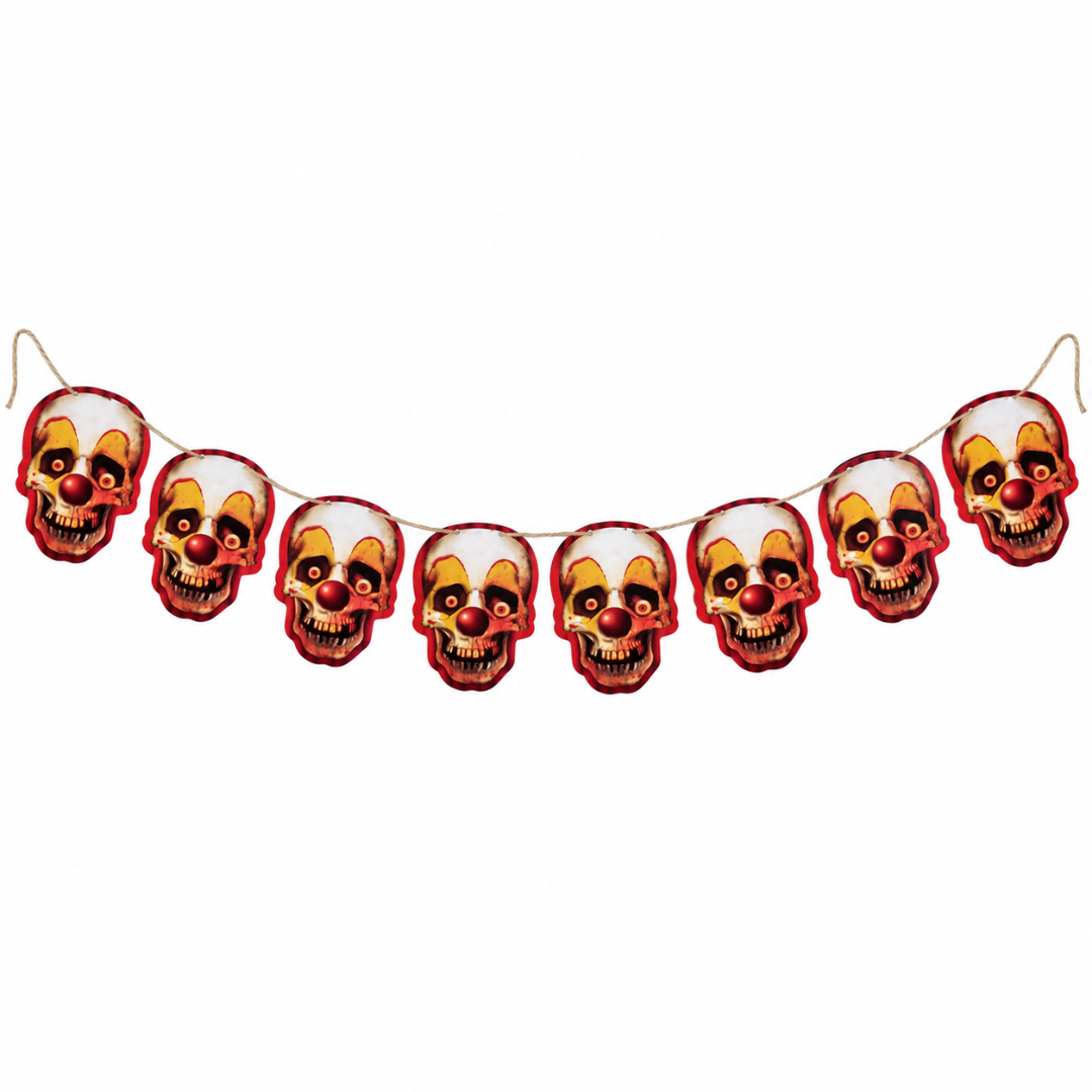 Girlande Horror Clown Schädel 4 m