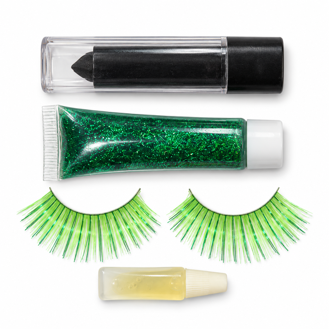 Glitter Festival Set Grün – Lippenstift, Glitzergel & Wimpern