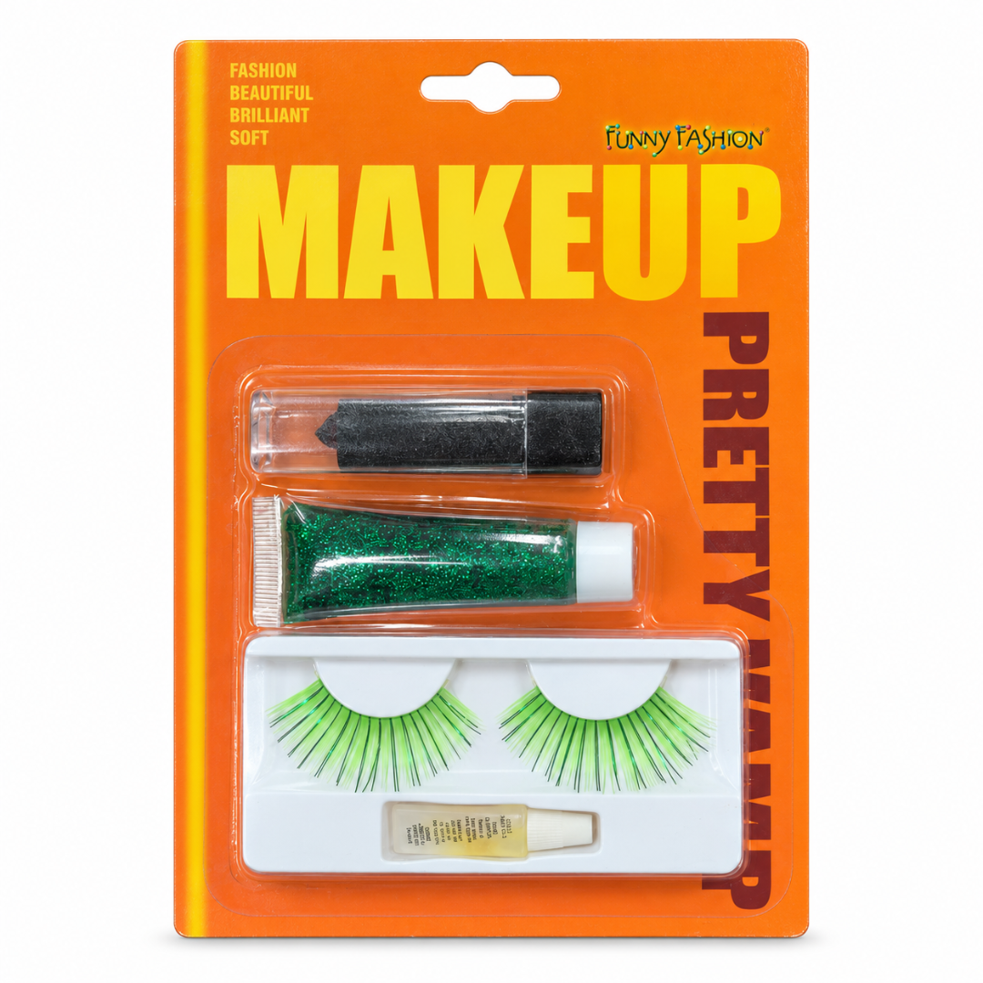 Glitter Festival Set Grün – Lippenstift, Glitzergel & Wimpern