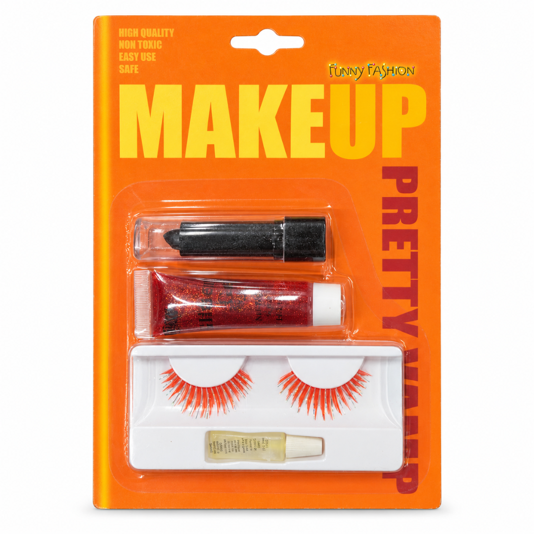 Glitter Festival Set Rot – Lippenstift, Glitzergel & Wimpern