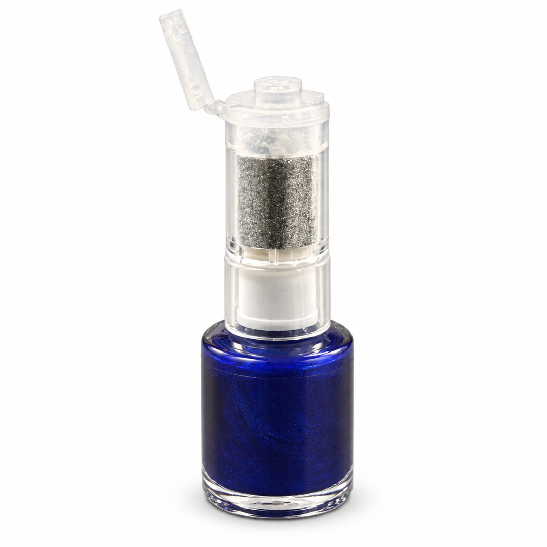 Glitzer-Nagellack Blau mit silbernem Glitzerpuder