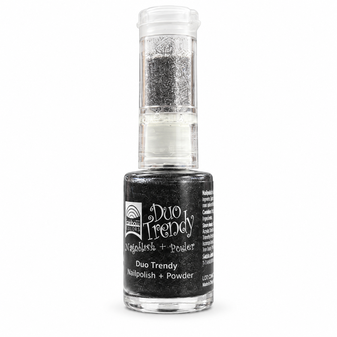 Glitzer-Nagellack Schwarz mit silbernem Glitzerpuder