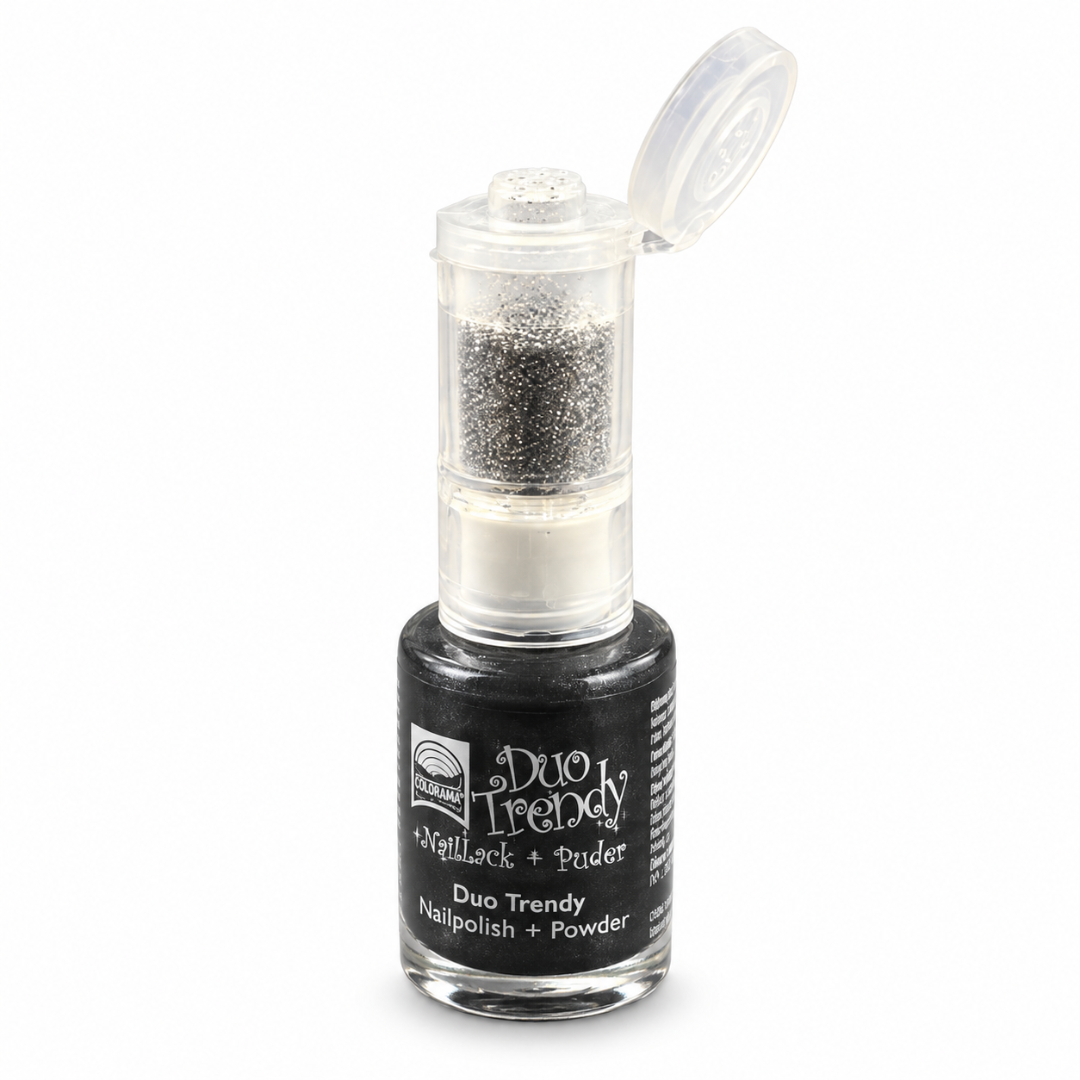Glitzer-Nagellack Schwarz mit silbernem Glitzerpuder