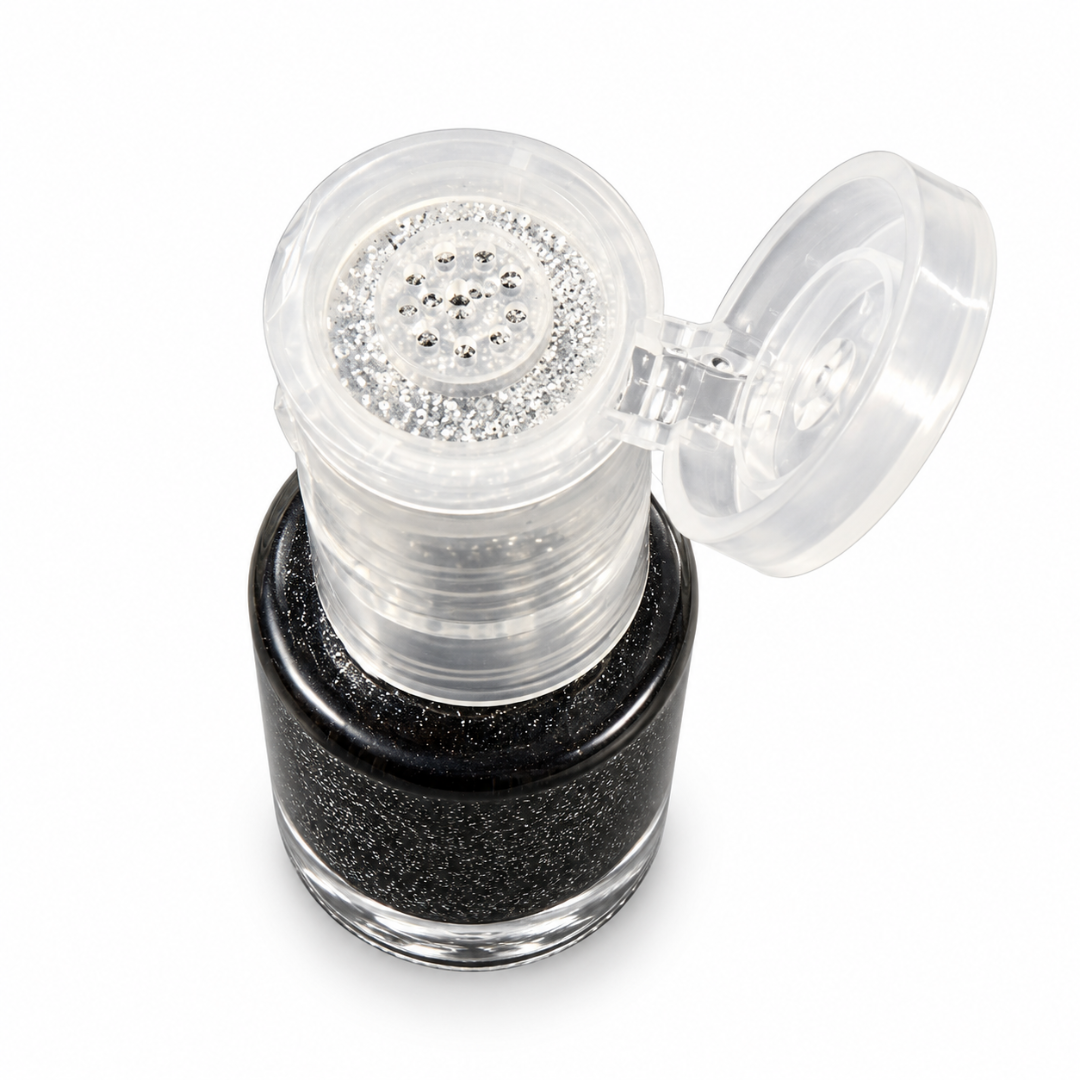 Glitzer-Nagellack Schwarz mit silbernem Glitzerpuder