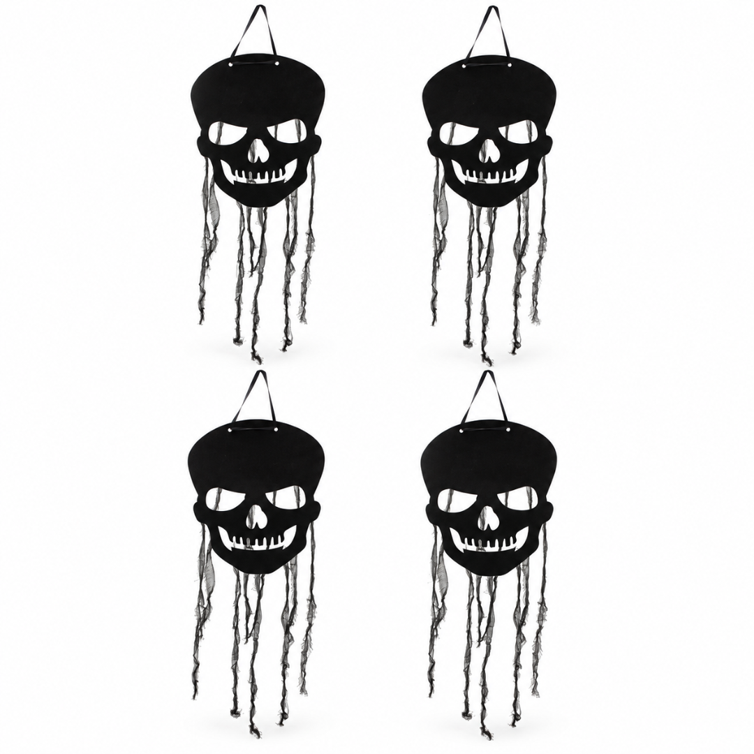 Hängedeko Totenkopf Schwarz 64 cm Set