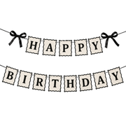 Happy Birthday Girlande Schwarz Weiß