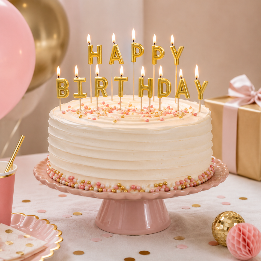 Happy Birthday Kerzen Gold