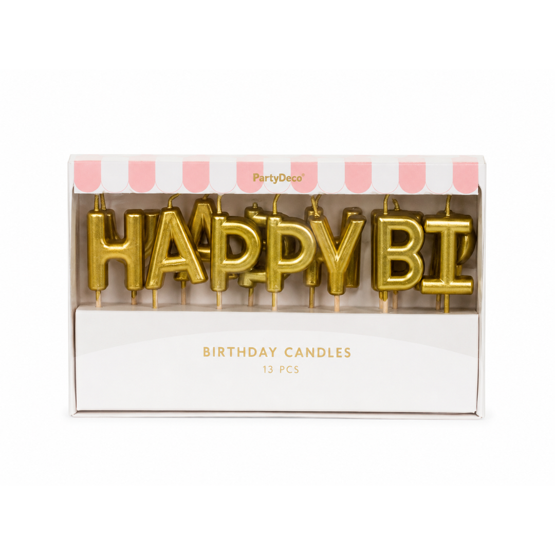 Happy Birthday Kerzen Gold