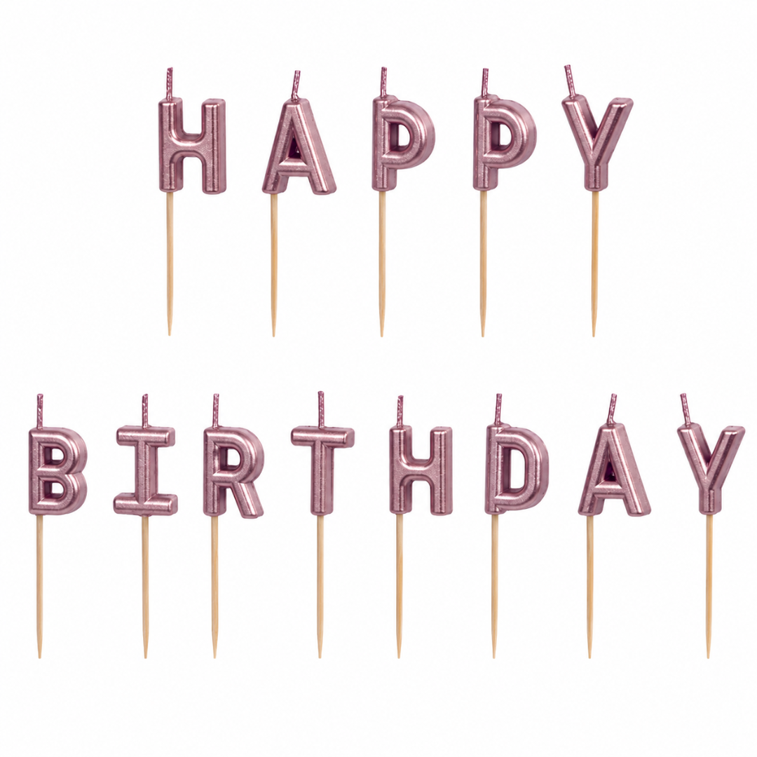 Happy Birthday Kerzen Rosegold