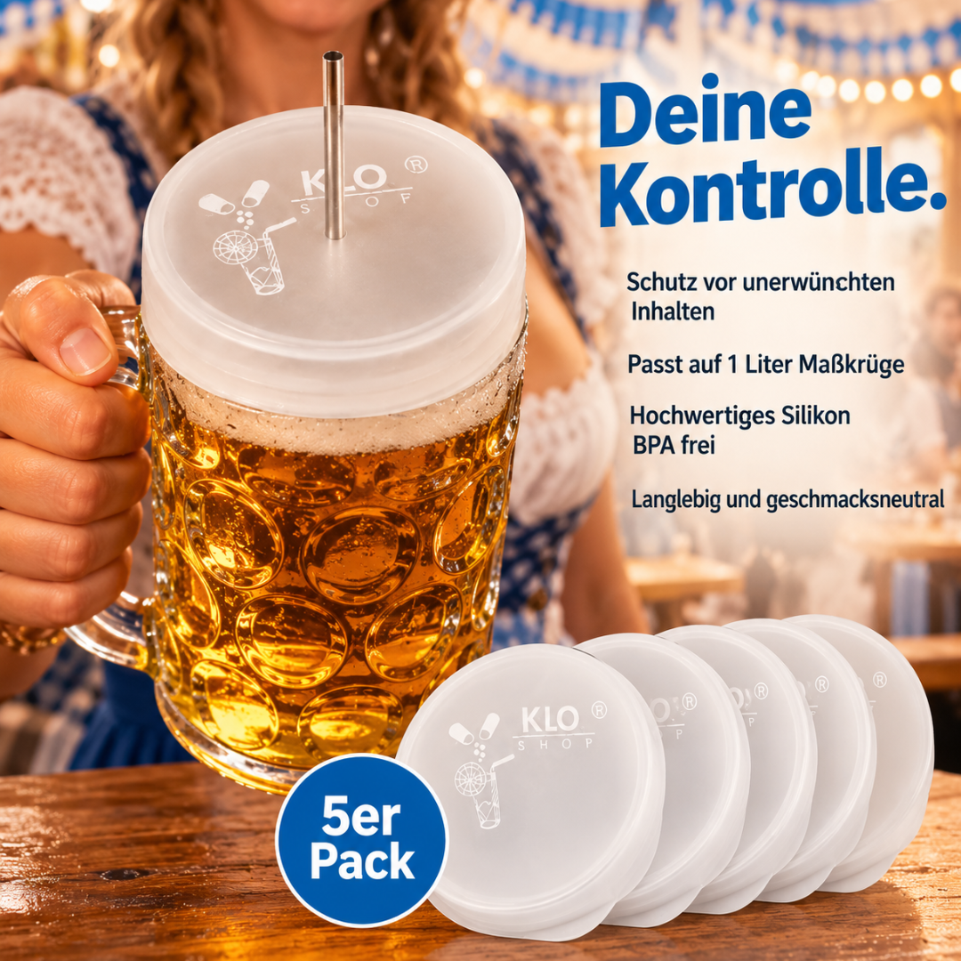 KO STOP Getränkeschutzdeckel für Maßkrüge 5 Stück