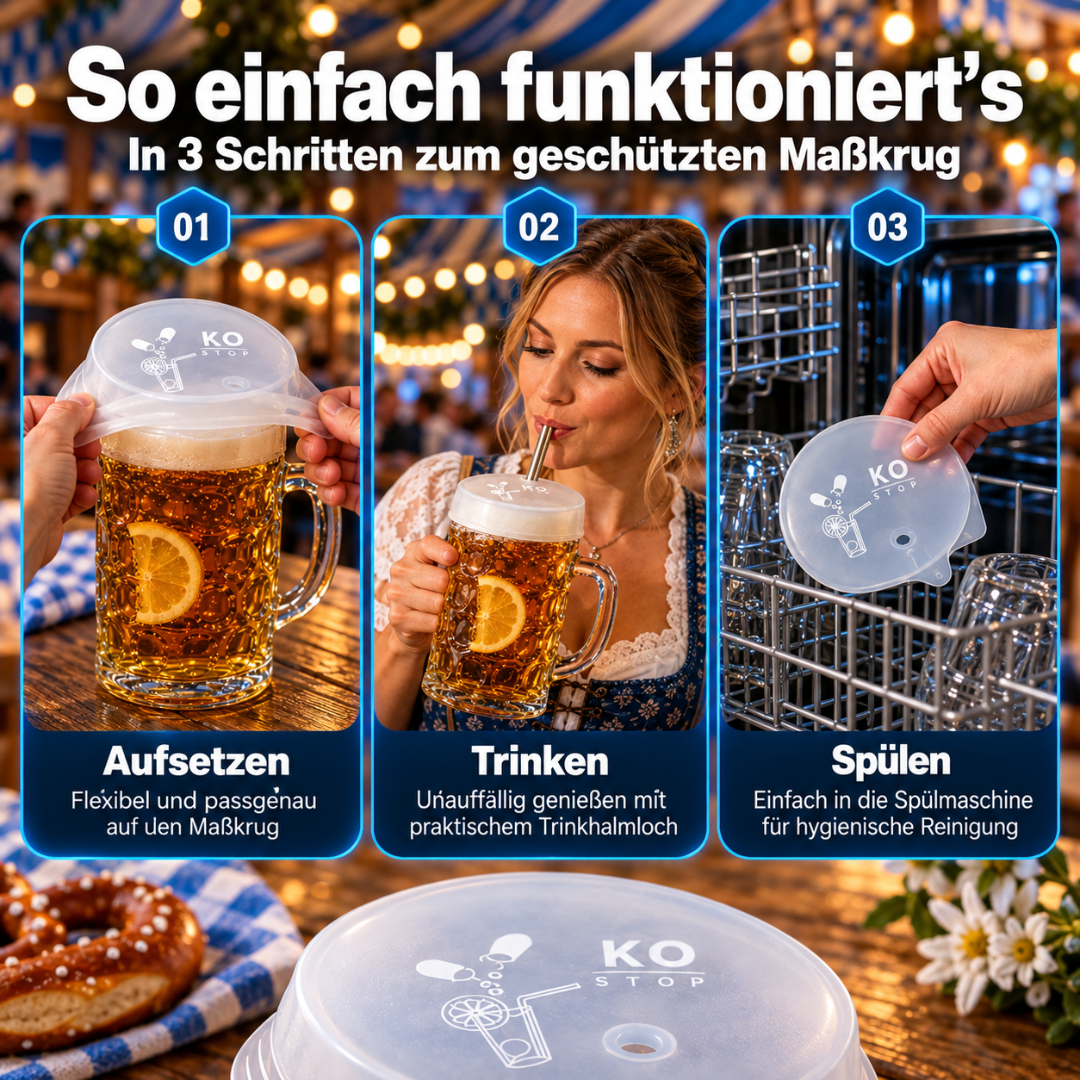 KO STOP Getränkeschutzdeckel für Maßkrüge 5 Stück