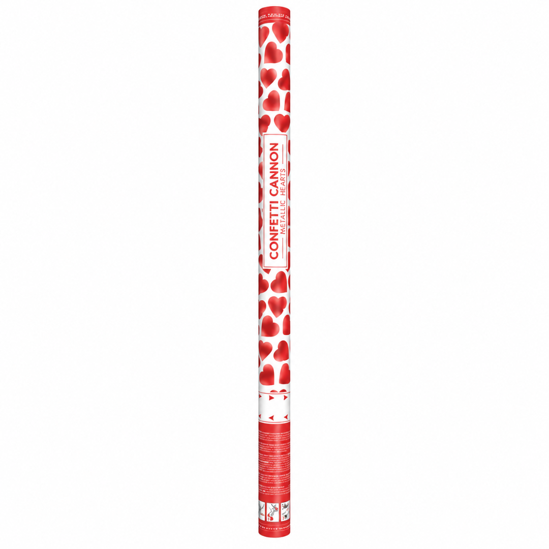 Konfettikanone Herzen Rot 80 cm