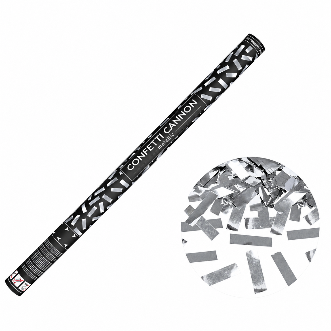 Konfettikanone Silber Metallic 80 cm