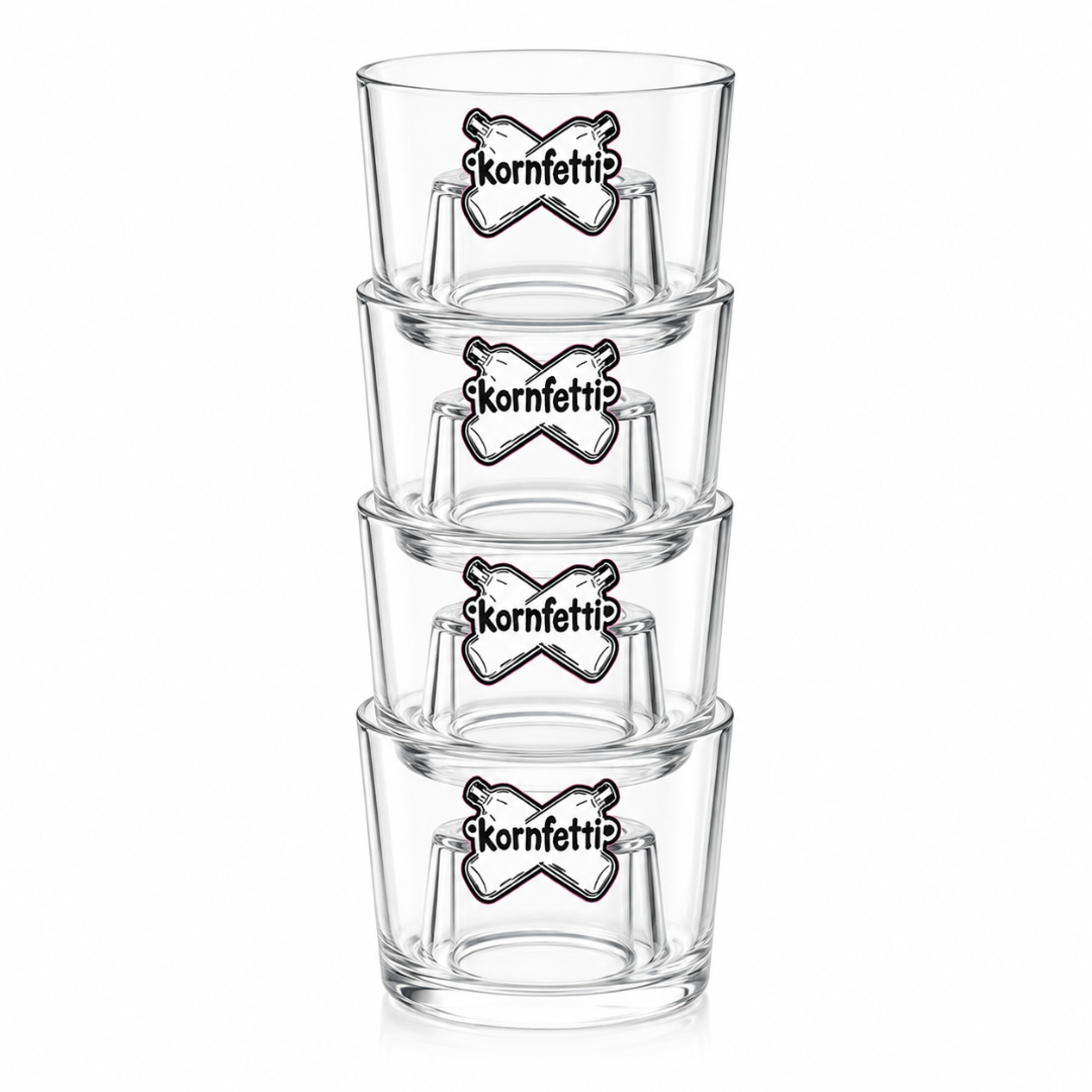 Kornfetti Bomb Gläser 4er Set – Acrylgläser für Bomb Shots